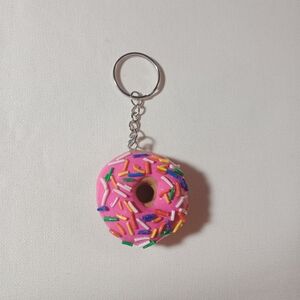 Handmade Pink Donut Keychain with Sprinkles